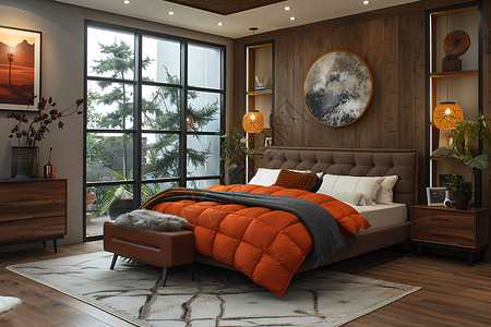 卧室大床都市时尚风格的卧室背景