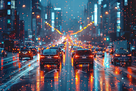 智慧汽车智慧城市交通展示插画