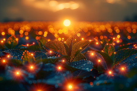 阳光田野闪烁的植物设计图片
