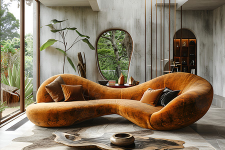 曲线设计客厅里的豪华曲线沙发背景