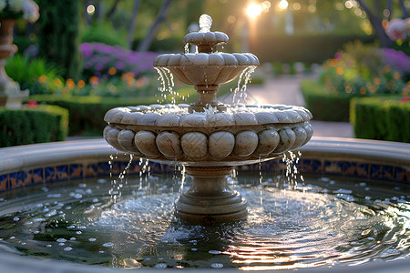 喷泉素材花园里的喷泉背景