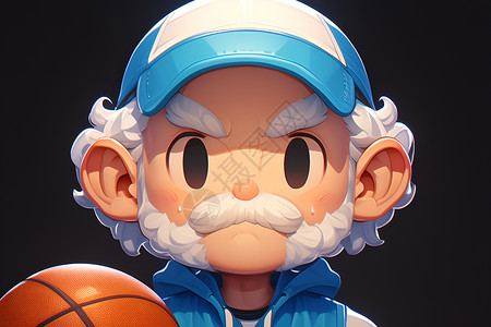 玩篮球老人亚洲老年人插图插画