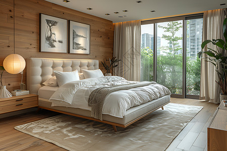 卧室内的大床背景图片