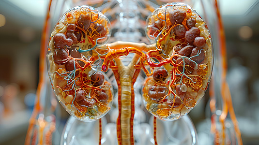 立体的肾脏模型背景图片