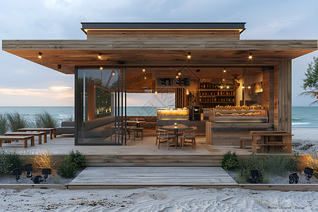 海滩上的美食小屋背景图片
