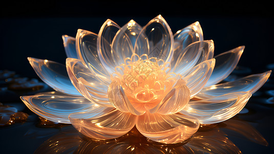 玻璃艺术品漂亮的玻璃莲花插画