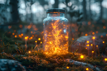 透明罐子瓶子中的灯光设计图片