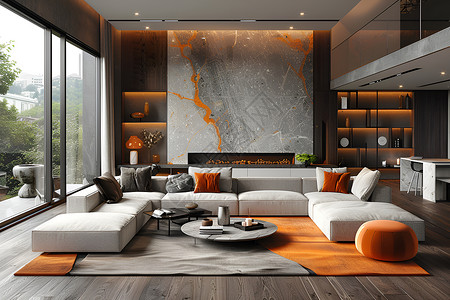 现代房屋内的沙发背景图片