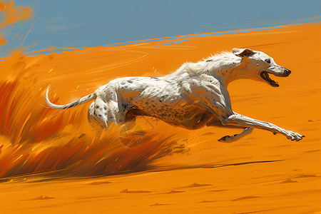 沙漠中奔跑的灰狗高清图片