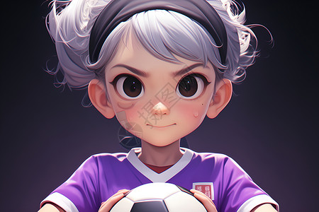 紫衣足球少女高清图片