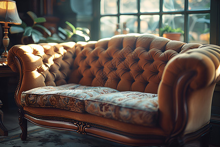 古典沙发上的奢华纹理背景图片