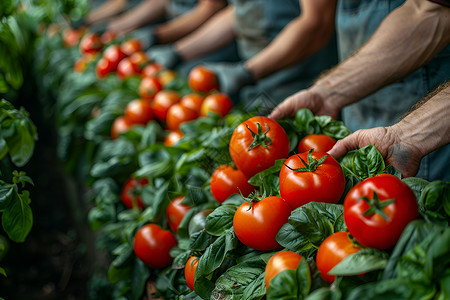 番茄植物农民手里的蔬菜背景