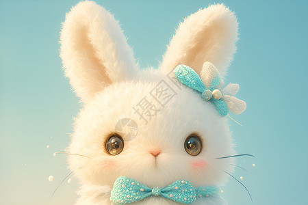 忍者兔带蝴蝶结的萌兔设计图片