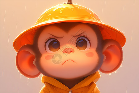 卡通小猴子萌萌的小猴子戴着帽子插画