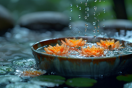 水中莲花水中的睡莲背景