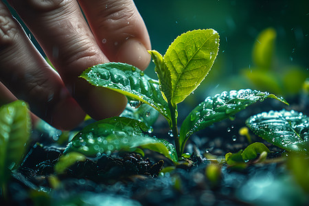 嫩绿的茶苗植物茶叶苗高清图片