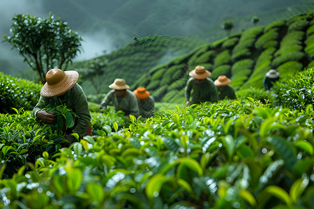 工人农民农民采摘茶叶背景