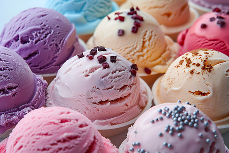 双色冰淇淋球近距离的冰淇淋背景
