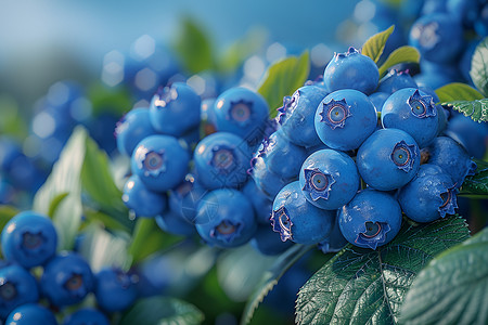 成熟的蓝莓农田的蓝莓背景