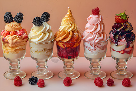 冰淇淋上的果子高清图片