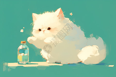 可爱的白色小猫背景图片