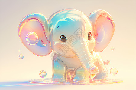 水晶工艺品可爱的小象插画