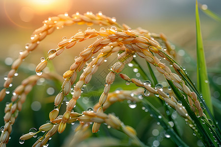 守护稻子清晨的水稻背景