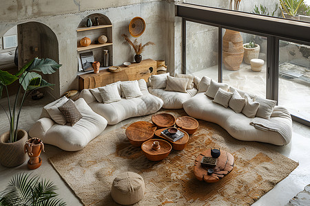柔软沙发现代风格的高档客厅背景