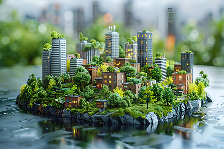 小区植物城市规划模型插画