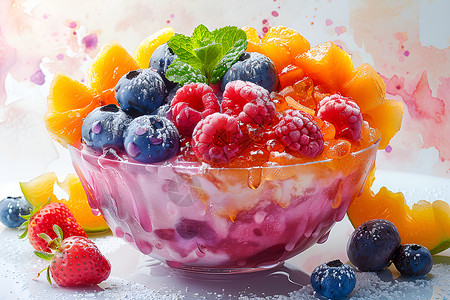 水果刨冰果盘刨冰高清图片