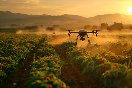 农田无人机无人机喷洒农药背景