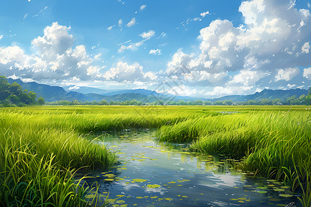 美丽如画的稻田风光高清图片