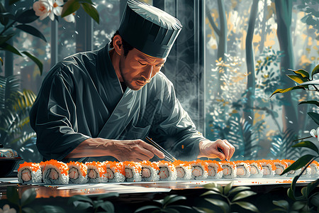 寿司大师日本料理厨师高清图片
