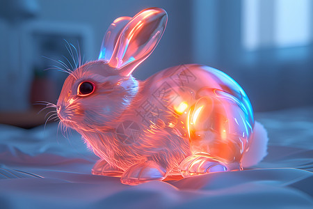梦幻发光的兔子背景图片