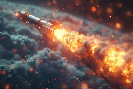 发射火焰发射的科技火箭设计图片