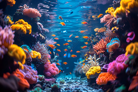 海洋水下鱼类水下的珊瑚和鱼类背景