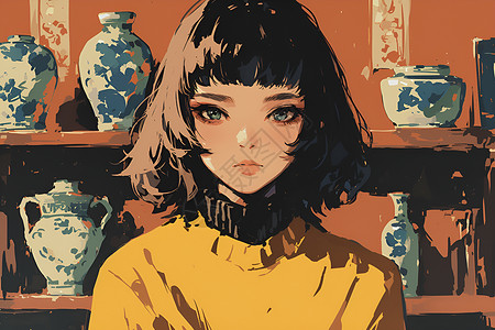 怀旧古香少女背景图片