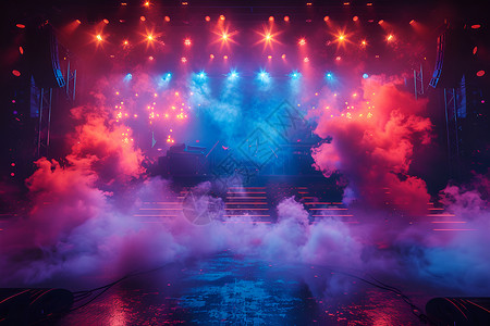 音乐会背景板舞台上的烟雾插画