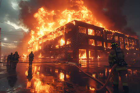 灭火的消防员背景图片