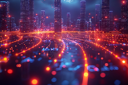 城市的灯光未来的科技都市建筑设计图片