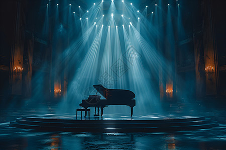 卡通钢琴舞台上的钢琴背景
