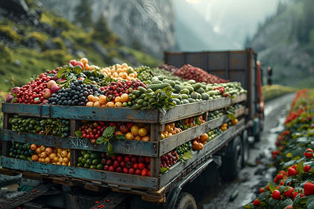 农产品配送新鲜果蔬车运输背景