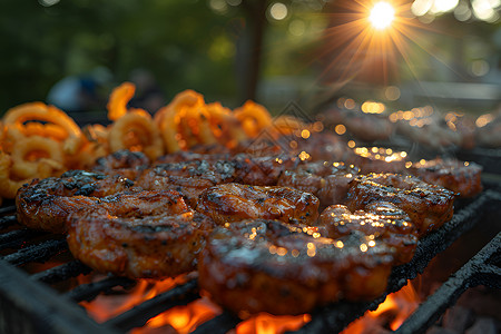 夏日美食烧烤夏日烧烤派对背景