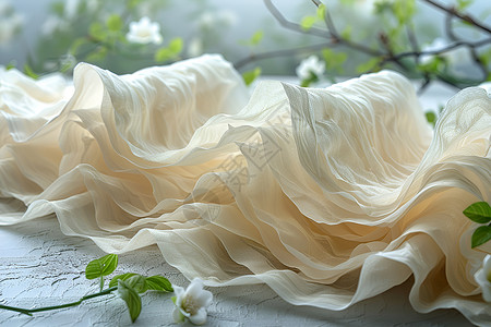 布蕾层叠的白色纱布插画