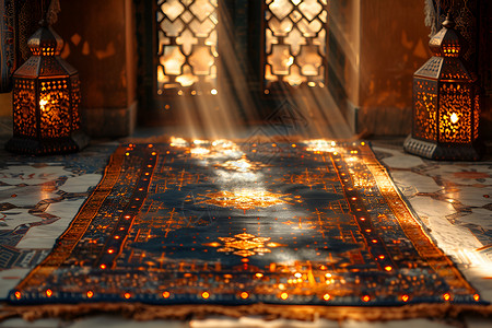 金光照耀的地毯背景图片