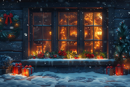 圣诞夜的商店背景图片