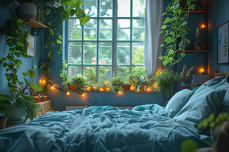 卧室的绿植背景图片