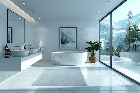 白色大理石背景现代白色的浴室背景