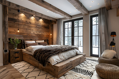 温暖的卧室纯黑枕头高清图片