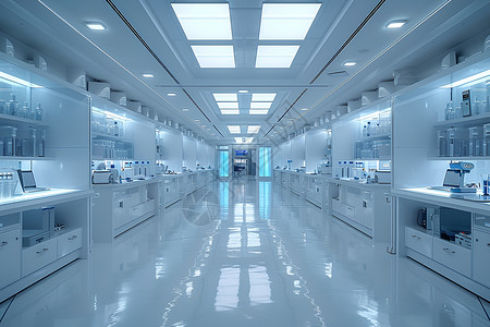 长走廊明亮宽敞的实验室设计图片